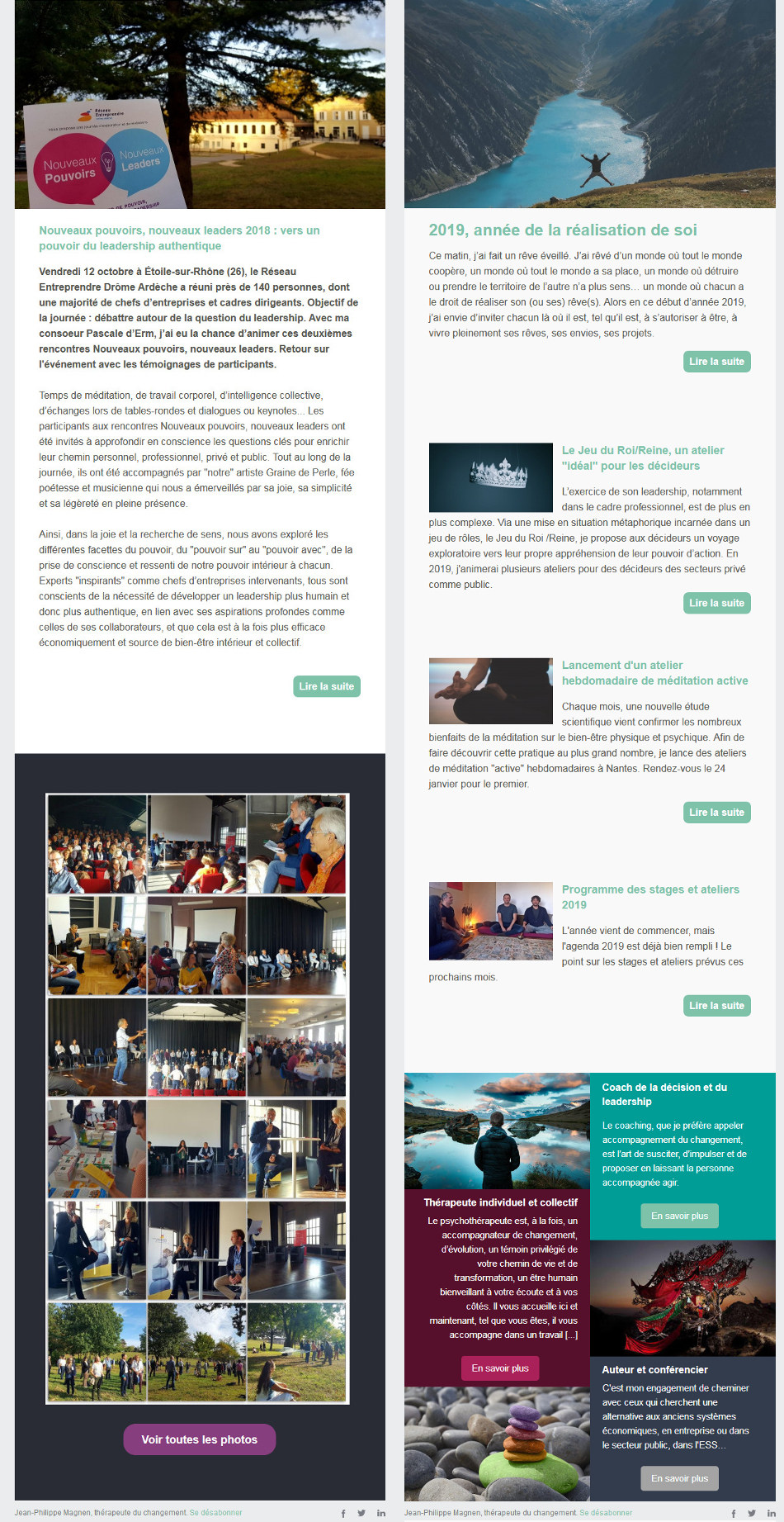 Newsletter EarlySpider Jean Philippe Magnen gestalt therapeute